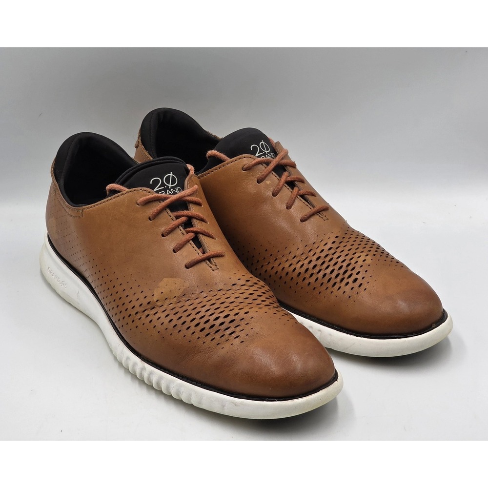 Cole Haan 2.ZERØGRAND Lined Laser Wing Oxford British Tan Brown Mens 11M C27879